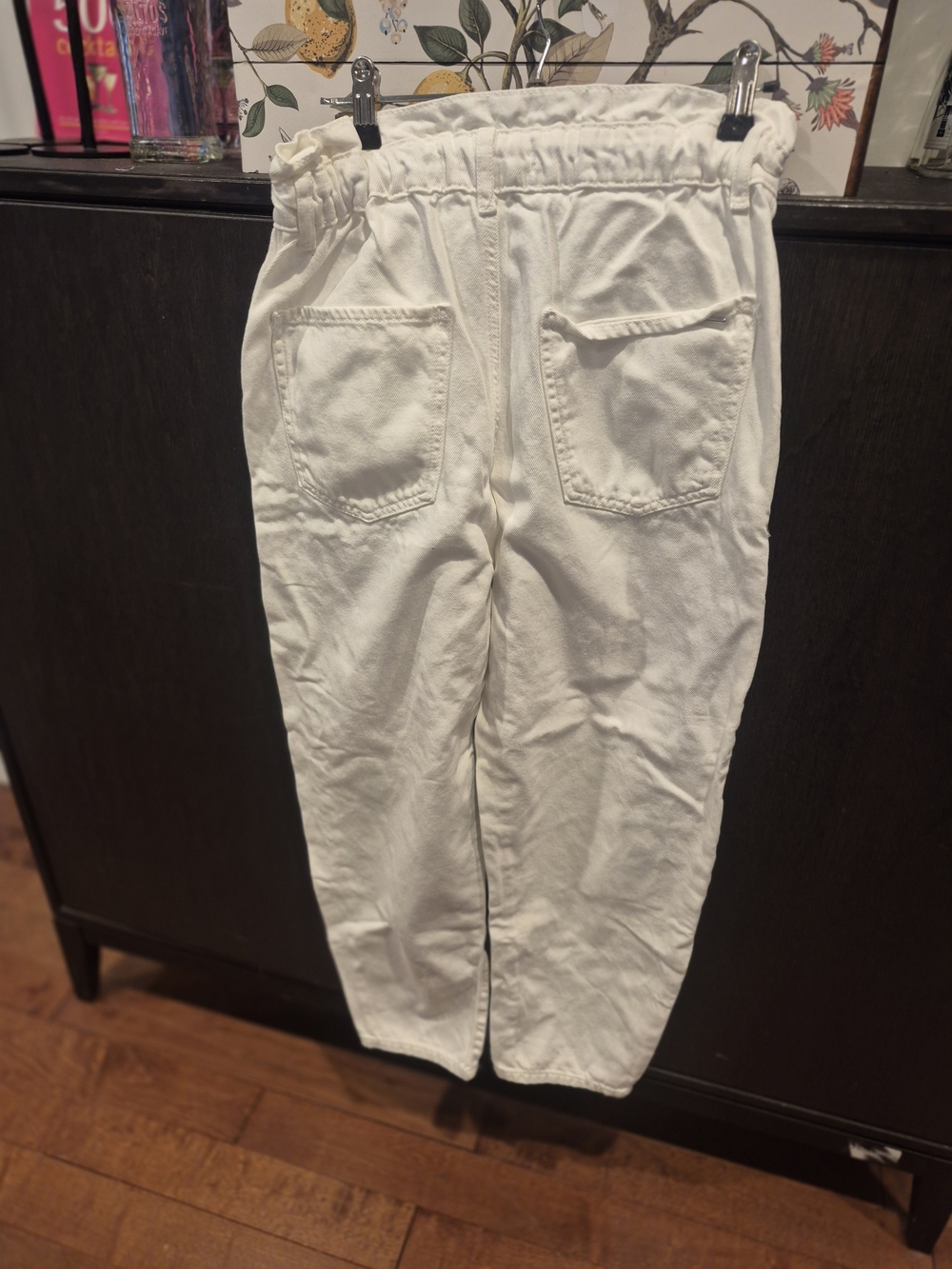 Zara White Boyfriend Paperbag Waist Jeans Size 4 - Picture 5 of 8